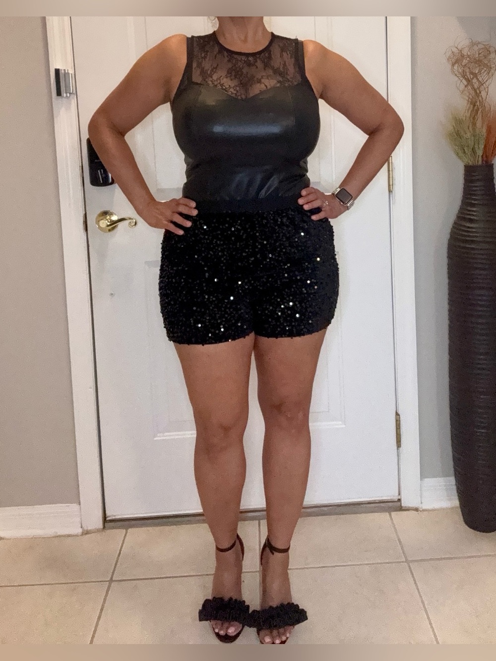 Black Sequin Women’s Shorts - Elegant Evening Shorts